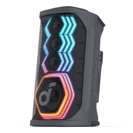 Soundcore - by Anker Rave 3 Karaoke Party Speaker with 2 Wireless Mics, AI Vocal Removal, and Portable Bluetooth PA System - Black