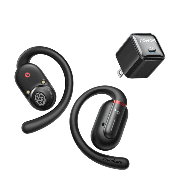 Soundcore by Anker V30i Open-Ear Headphones with USB C Charger, Black, 1 Pack