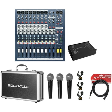 Soundcraft EPM8 8 Mono+2 Stereo Channel 2 Bus Recording/Live Mixer+DI Box+Mics