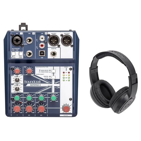 Soundcraft Notepad-5 Channel Live Sound Recording Podcast Mixer w/USB+Headphones