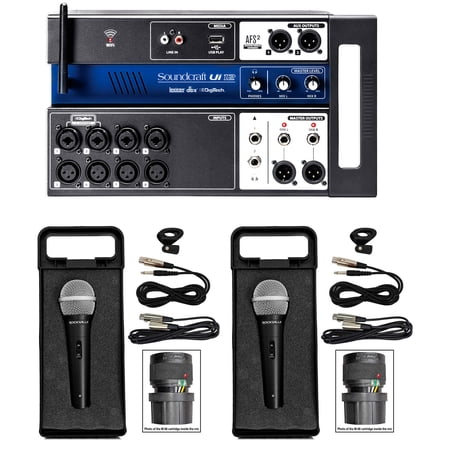 Soundcraft Ui12 12 Input Digital Mixer w/Wifi+App Control+Recording+Mics+Cables