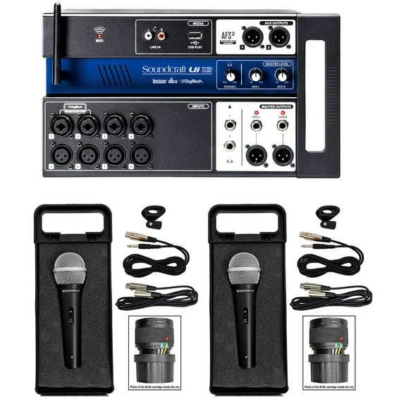 Soundcraft Ui12 12 Input Digital Mixer w/Wifi+App Control+Recording+Mics+Cables