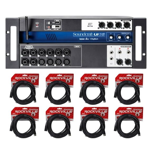 Soundcraft Ui16 16 Input Digital Wifi Mixer+App Control+Recording+(8) XLR Cables