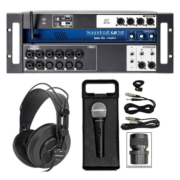 Soundcraft Ui16 16 Input Digital Wifi Mixer+App Control+Recording+Headphones+Mic