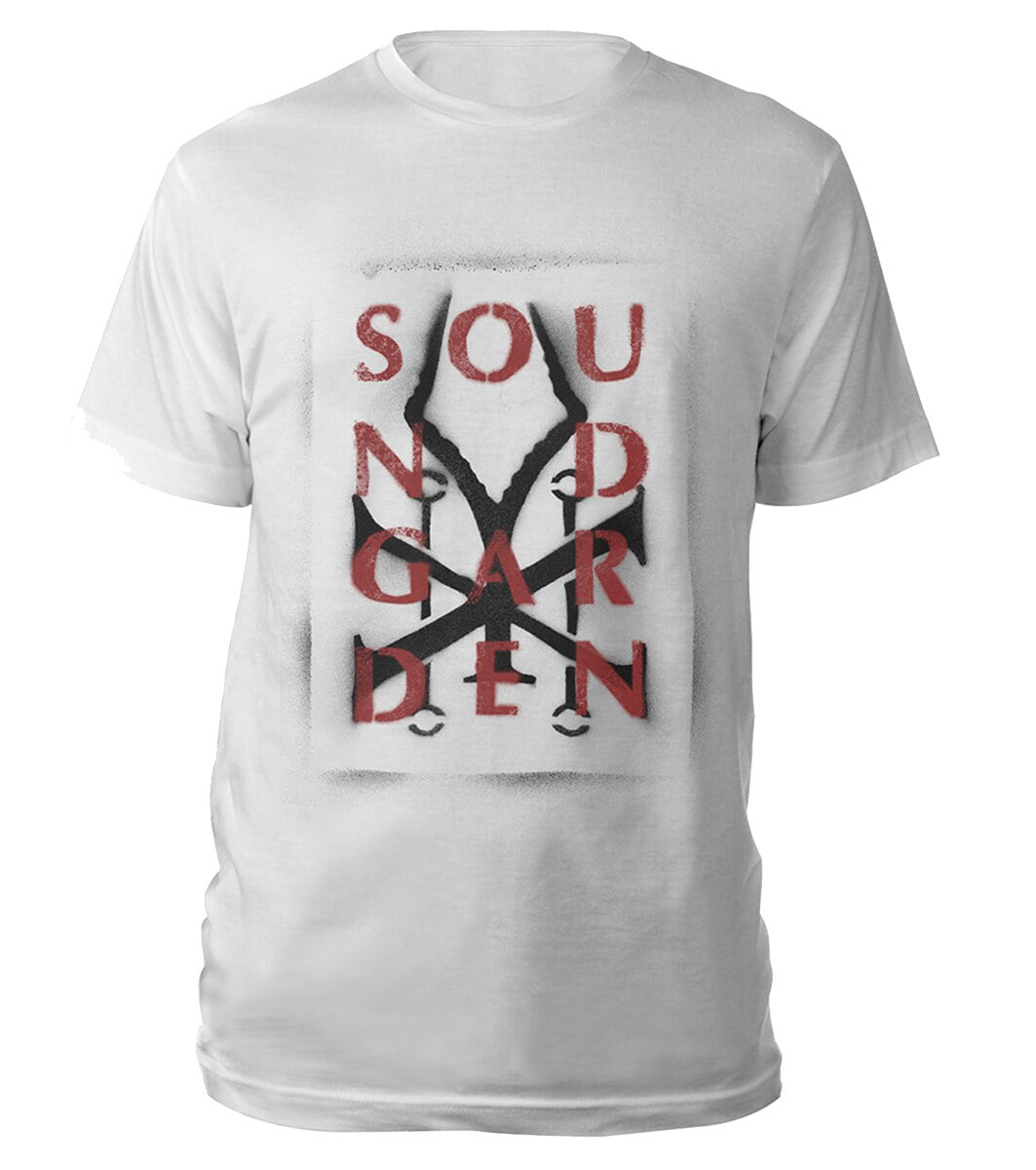 Soundgarden Men's Spray Paint Logo Slim Fit T-shirt Medium White