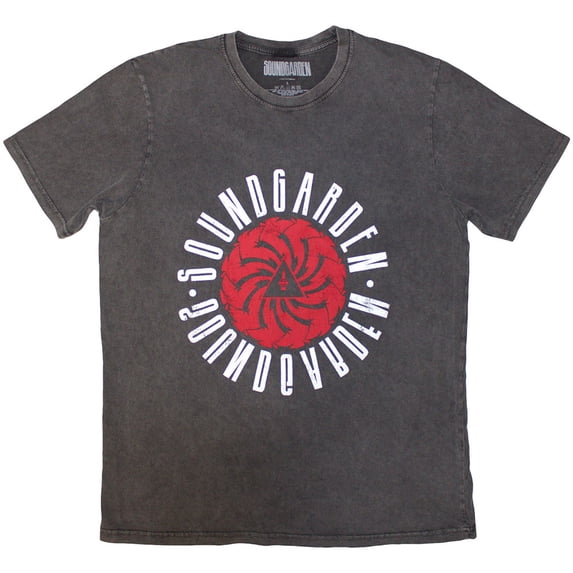 Soundgarden Unisex Stone Wash T-Shirt Circle Logo (Charcoal Grey) (Large)