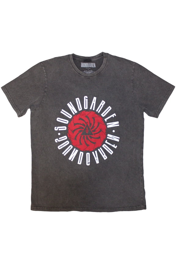 Soundgarden Unisex Stone Wash T-Shirt Circle Logo (Charcoal Grey) (Medium)