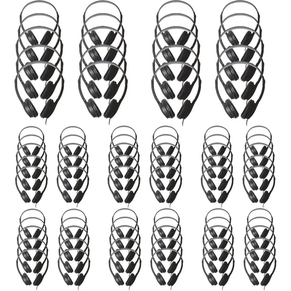 Soundnetic SN313 Bulk Classroom Headphones – Over The Head Stereo Headphones with Leatherette Earpads, Black – Ideal for Schools (500 Pack)