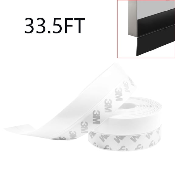 Soundproof Door Seal,Weather Strip Adhesive – Self-Adhesive Silicone Draft Stopper for Door Frame,Window,Shower Bottom,Strong Weatherproofing & Noise Reduction(White-B(1.37 in))