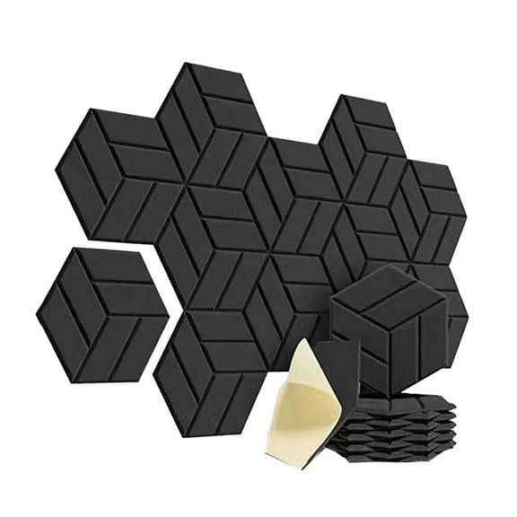 Soundproof Hexagon Acoustic Wall Panels for Home and Nursery | Self- Polyester Fiber Noise Reduction Tiles for Quiet Rooms and