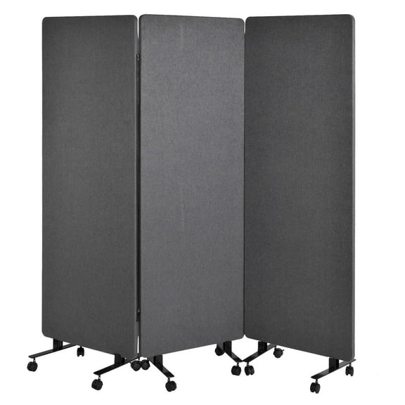 Soundproof Rolling Divider Panel - Mobile Freestanding Office Partition with Sound Absorption Padding - Easy Assembly Room Separator Screen for Homes