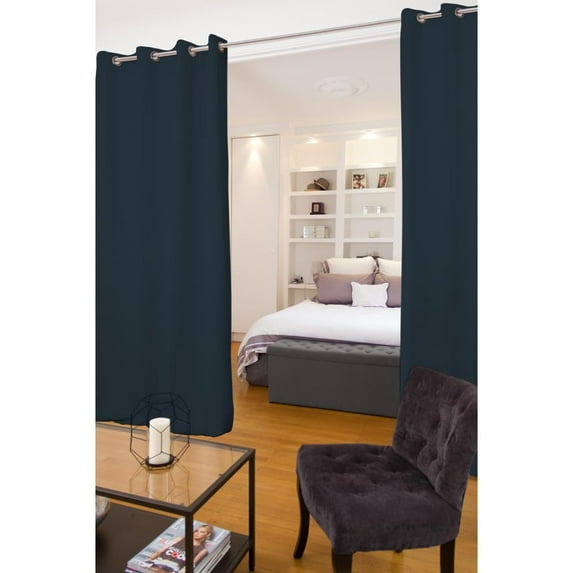 Soundproof Room Divider Curtain | Noise Reduction | Thermal Insulation | 100% Blackout | Patented Technology | Made in Europe | Grommet | 55" W x 95" L | Blue - Slate MC458