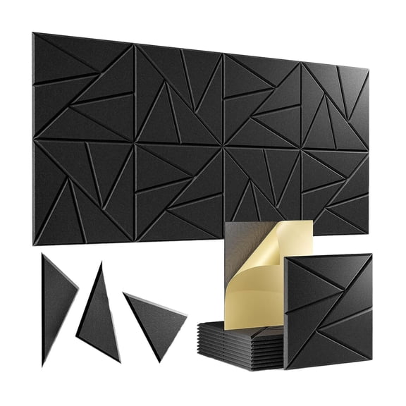 Soundproof Wall Stickers Acoustic Panels Polyester Fiber Noise Reduction Decorative Wall Coverings Black 30x30cm Polyester