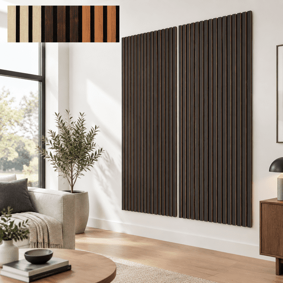 Soundproof Wood Slat Wall Panel 2 Pack Smoky