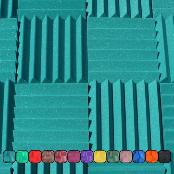 Soundproofing Acoustic Studio Foam - Teal Color - Wedge Style Panels 12”x12”x2” Tiles - 4 Pack