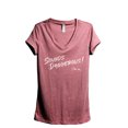thumbnail image 1 of Sounds Dangerous I'm In Women's Fashion Relaxed V-Neck T-Shirt Tee Heather Rouge Small, 1 of 3