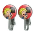 thumbnail image 1 of Sounds Dangerous and Illegal I'll Be Right Over Funny Humor Novelty Clip-On Stud Earrings, 1 of 4