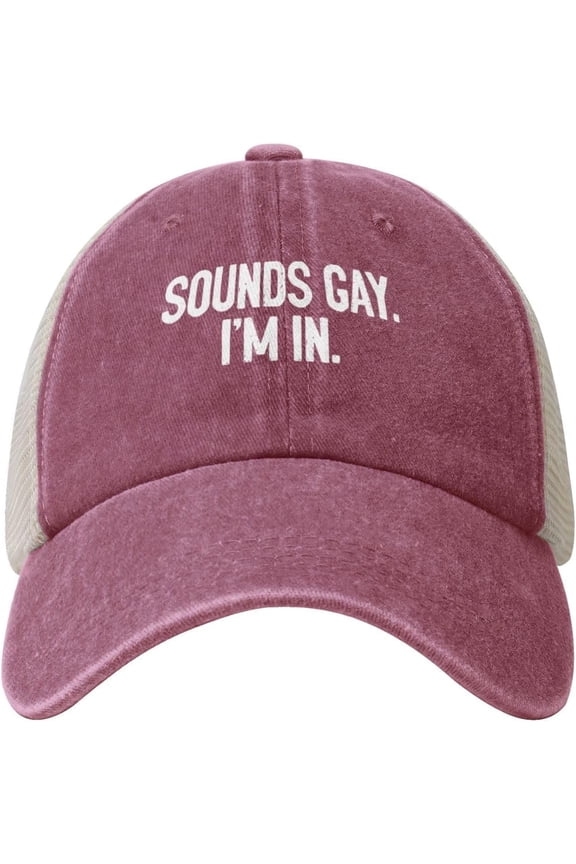 Sounds Gay I'm in Funny LGBT Cowboy Hat Men Vintage Mesh Baseball Cap Women Dad Hat Sun Hat Trucker Hat Black