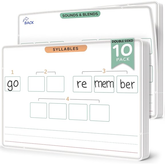 Scribbledo Sounds and Blends Dry Erase Sheets, Learn to Read Phonics Practice, 9 x 12, 10-Pack