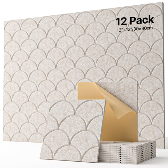 Soundsbay 12-Pack Acoustic Panels Self-Adhesive, 10.6lb/ft Shell Soundproof Wall Panels, 12" X 12" Acoustic Wall Panels for Door, Ceiling, Home Office