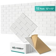 Soundsbay Acoustic Panels Sound Proofing Brick Self-Adhesive Soundproof Absorbing Noise Cancelling Wall Panels 12 Pack White 12'' x 12'' x 0.4''