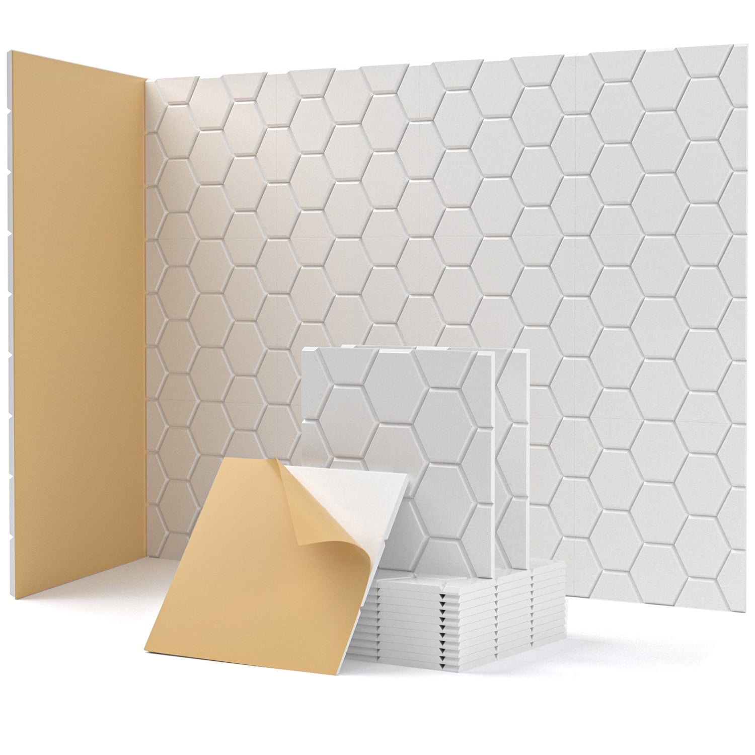 Soundsbay Sound Proofing Panels Self-Adhesive, 12 Pack Honeycomb Acoustic Wall Panels for Door, Ceiling, 12" X 12" X 0.4"