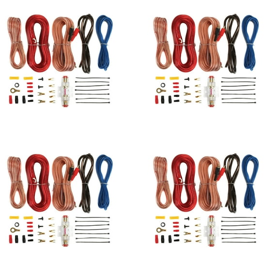 Soundstorm 8 Gauge Car Amplifier Complete Kit Wiring Installation (4 Pack)