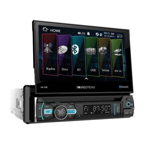 Soundstream 1-DIN Flip Up 7" LCD Bluetooth/CD/DVD Radio w/10 Band EQ VR-75B New