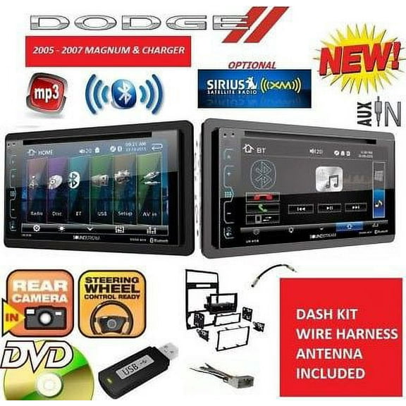 Soundstream 62" DVD Stereo for 05-07 Dodge Magnum & Charger, Bluetooth, Optional SiriusXM