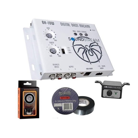 Soundstream BX-10W Digital Bass Reconstruction Processor with Remote (White)+ Free Absolute Electrical Tape+ Phone Holder
