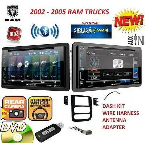 Soundstream Bluetooth DVD USB AUX Car Stereo Radio for 02-05 Dodge Ram with Optional SiriusXM