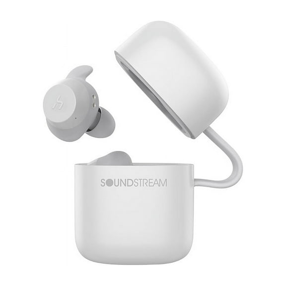 Soundstream H2EQ-WT H2GO IPX6 Wireless Headphones EarBuds+Wireless Charging