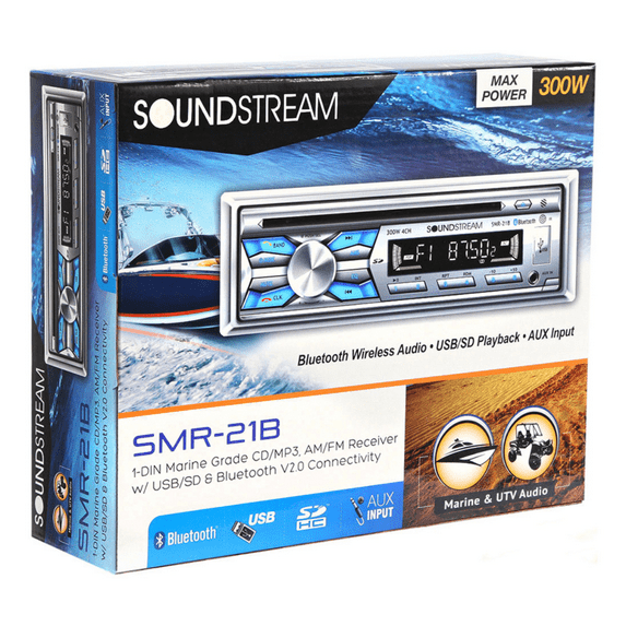 Soundstream SMR-21B Marine Single-DIN In-Dash CD Receiver with Bluetooth