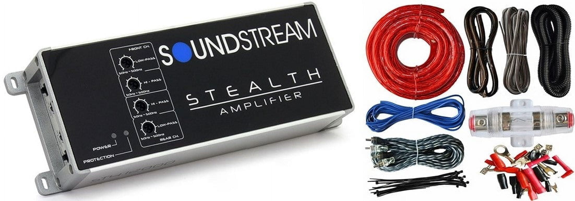 Soundstream ST4.1200D Stealth 1200W 4Channel Class D Motorcycle Car Audio  Amplifier + 4 Gauge Amp Kit