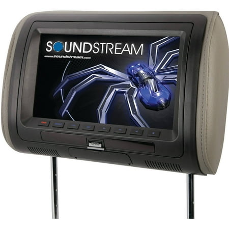 Soundstream - 9" Universal Replacement Headrest LCD Monitor with DVD Player - Black