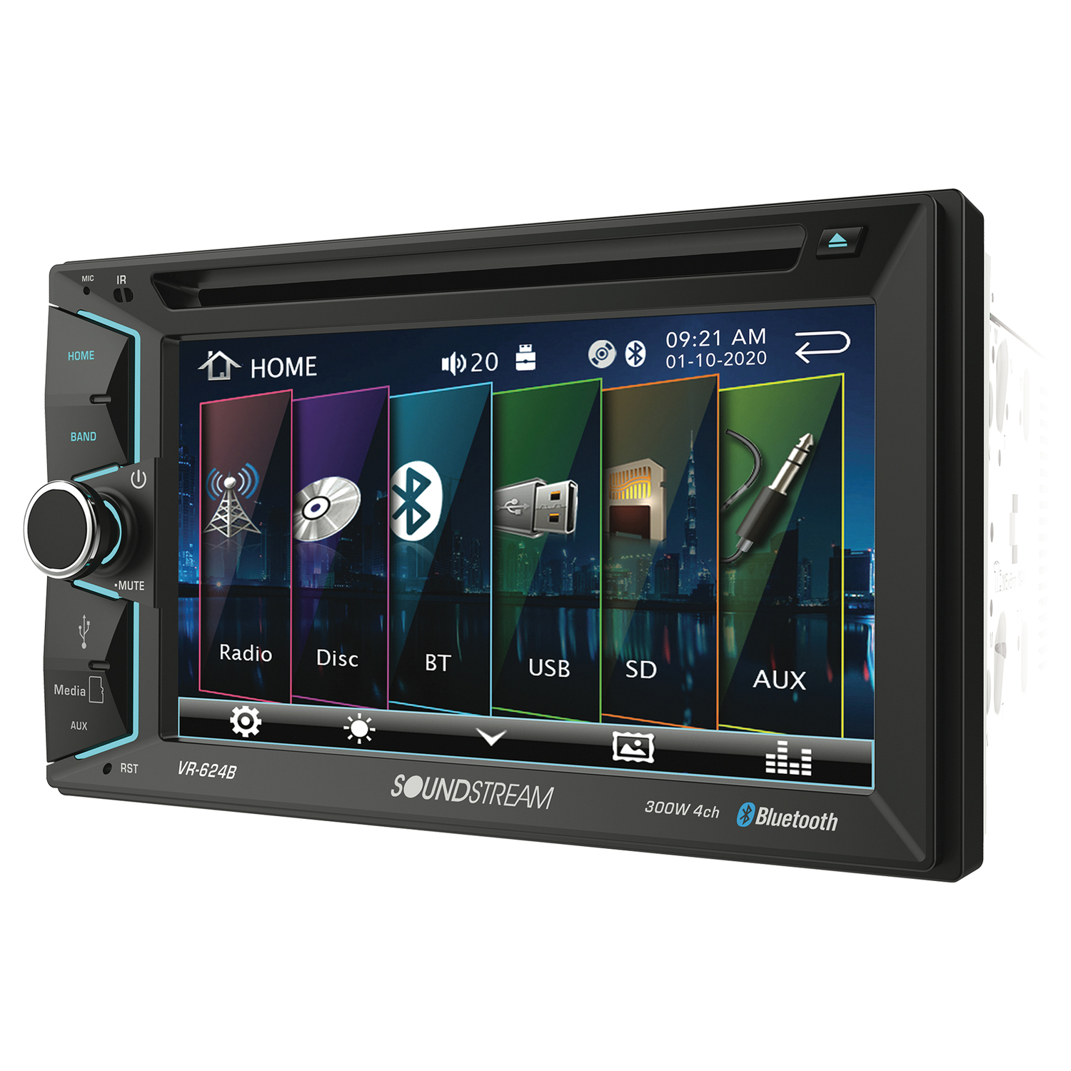 Soundstream VR-624B 6.2" Double-DIN DVD Head Unit with Bluetooth - image 1 of 3
