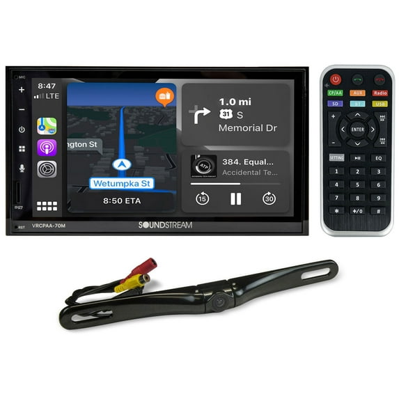 Soundstream VRCPAA-70M 7" Carplay/Android/Bluetooth Monitor Receiver+Backup Cam