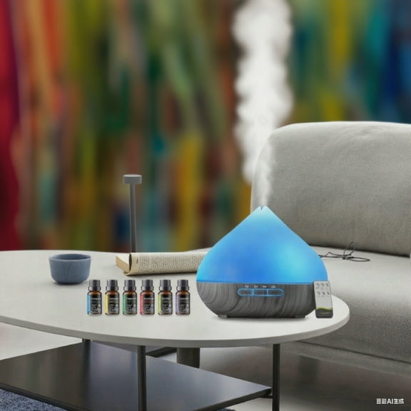 Soundwave Tech USB Cool Mist Humidifier & Diffuser  16.91oz  Remote Control  Sleek Blue Design  Aromatherapy Essential Oil Diffuser