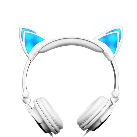 Soundworx Kids 3.5mm Headphone Earphone on Ear Wired LED Cat Ears Stereo Headsets for Kids Girl