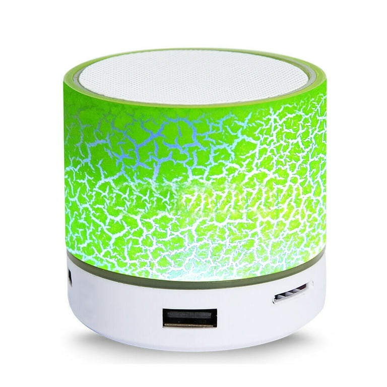 Soundworx Portable Bluetooth Mini Speaker Colorful LED Light Support USB and TF Card Green