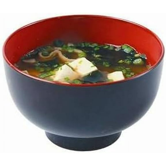 Soup Bowl, 38 fl.oz, Plastic Bowl for Ramen, Udon, Pho, Rice, and Cereal, Microwave & Dishwasher Safe, Black and Red Color, Made in Japan