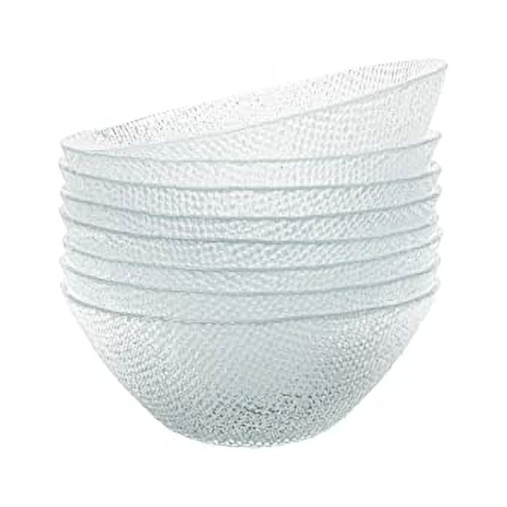 Soup Bowl, Set Of 6 Glass Bowls, 6.5 Inch Salad Bowls, Textured Glass