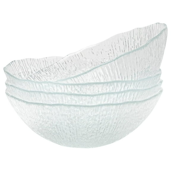 Soup Bowls, 6.25 Inch Salad Bowls, Glass Soup Bowls, Textured Glass Bowls, Set of 4, Dishwasher Safe