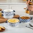 thumbnail image 1 of Soup Bowls with Handles - 24oz Ceramic French Onion Soup Crocks Serving Bowls for Pasta Cereal Beef Stew Pot Pies Casserole - Oven Microwave Dishwasher Safe - Set of 4, Blue, 1 of 7