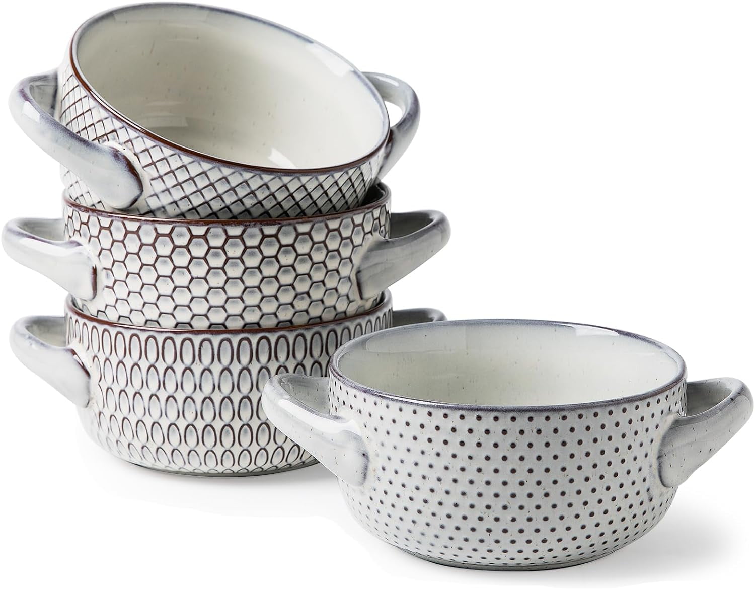 Soup Bowls with Handles, 28 Ounce French Onion Soup Bowls, Stackable