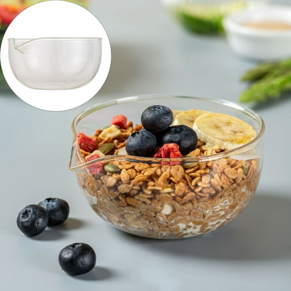 Kitchen Food Storage Containers Soup Bowls Household Ramen Bowl Tableware High Temperature Double Bowl Fruit Salad Bowl Borosilicate Glass Tea Bowl,Clear Kitchen Food Storage