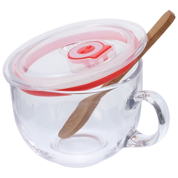 Raindrops Clear Glass Oatmeal Mug Set with Lid - Ideal Breakfast Bowl for Cereal, Soup, Snacks, and Hot Beverages