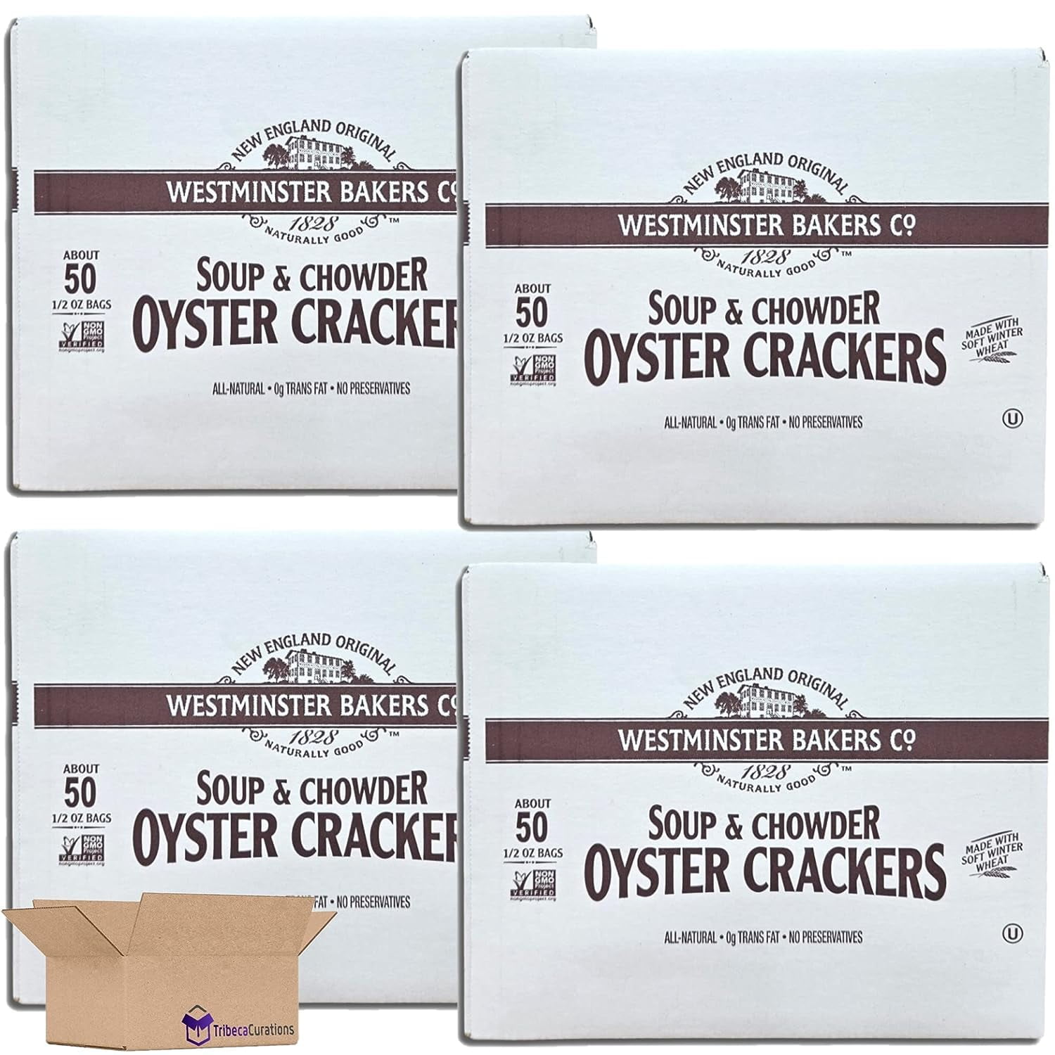 Soup & Chowder Oyster Crackers Value Pack .5 Oz Bag 50 unt Box (4Pack (200 Total)