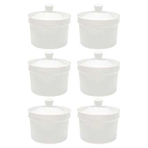 Soup Crocks with Lids, 10oz White Soup Bowls - Set of 6, Dishwasher Safe
