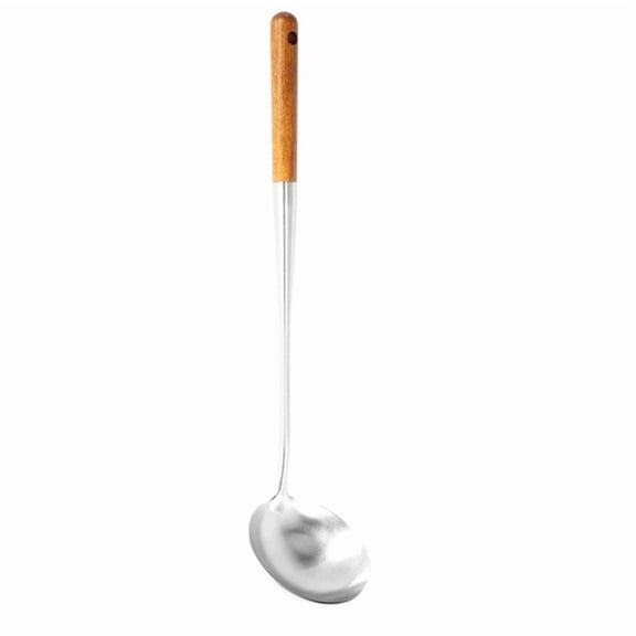Soup Ladle, 17Inches Spatula for Wok, Stainless Steel Spoons Cooking with Heat- Wooden Handle